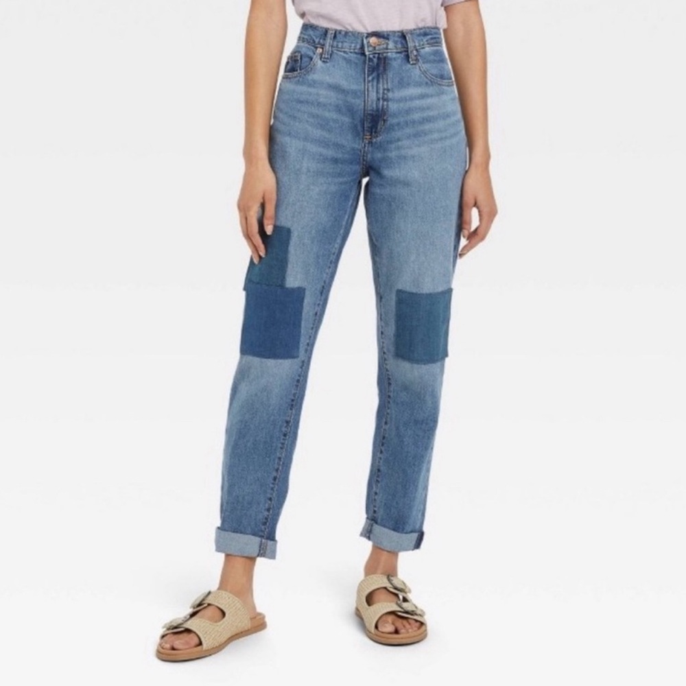 New Universal Threads Boyfriend Jeans 14 Reg Womens Patchwork High-Waisted